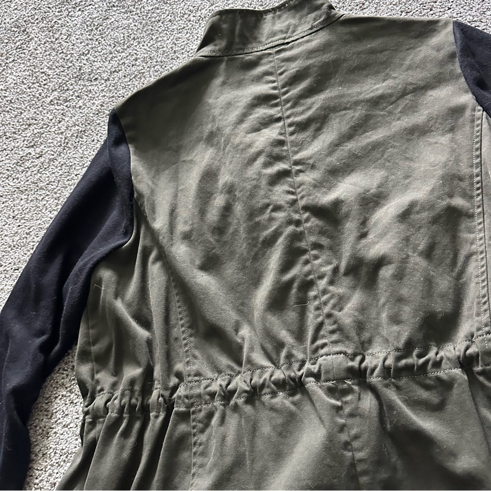 TORRID 00 0X XL Olive Green Twill Anorak Black Sleeves R $89 - Picture 7 of 11